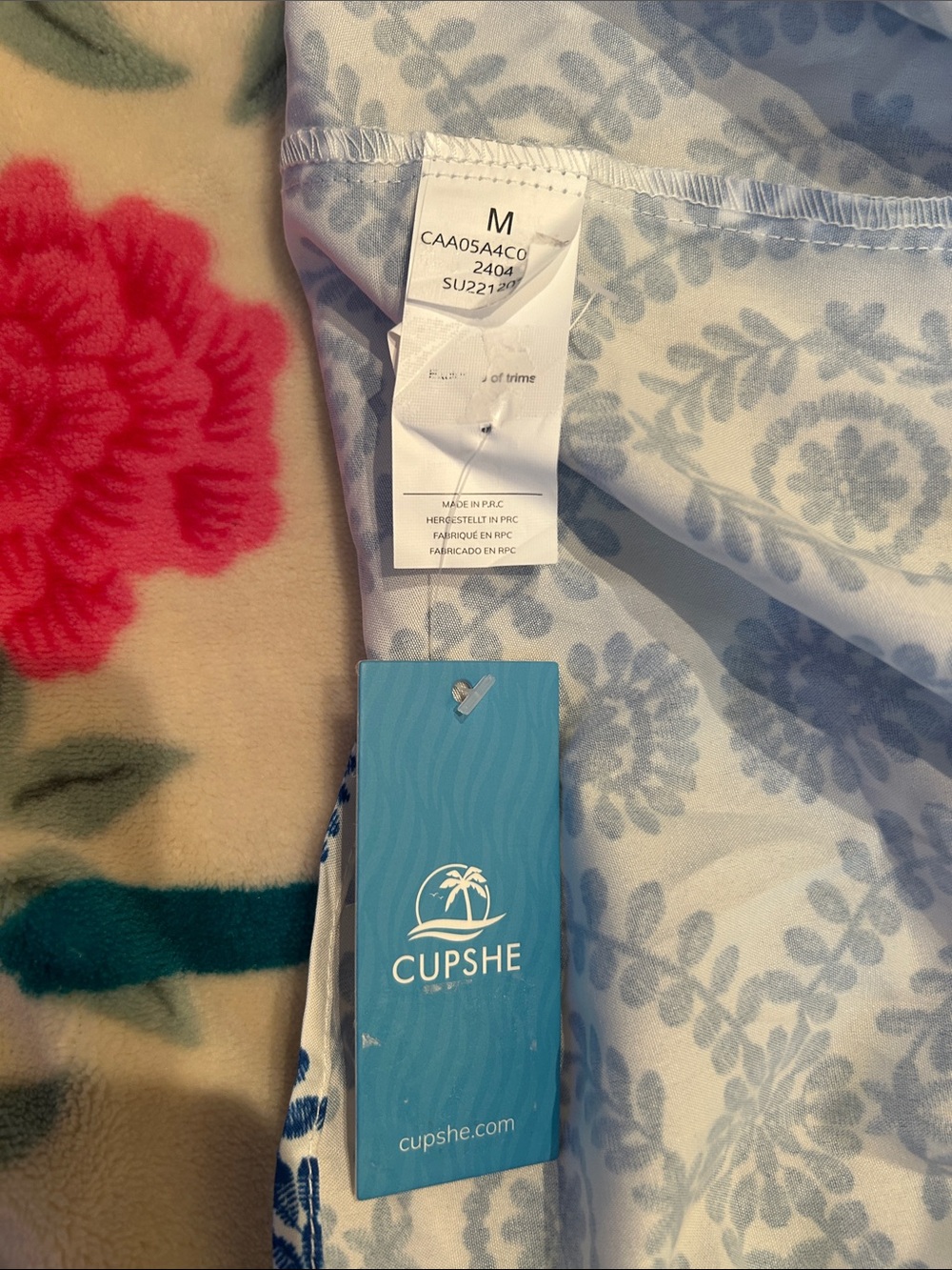 Cupshe White Halter Maxi Dress with Blue Medallion Print - Picture 3 of 4